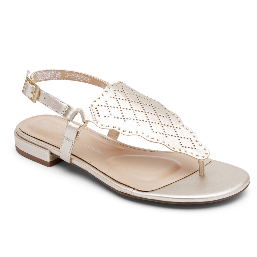 Rockport Singapore Womens Thongs - Total Motion Zosia Perforated Gold - UV7561380